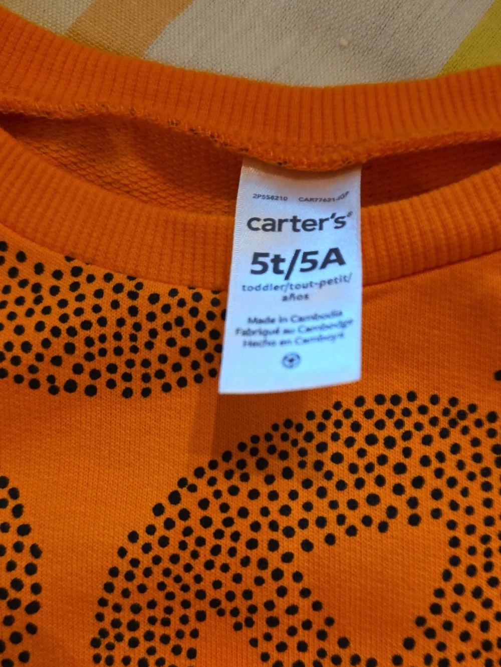 Carter's Orange Sweatshirt with Black Dot Pumpkin Motif